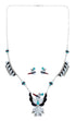 Zuni Thunderbird Multicolor Inlay Sterling Silver Link Necklace Set JX127060